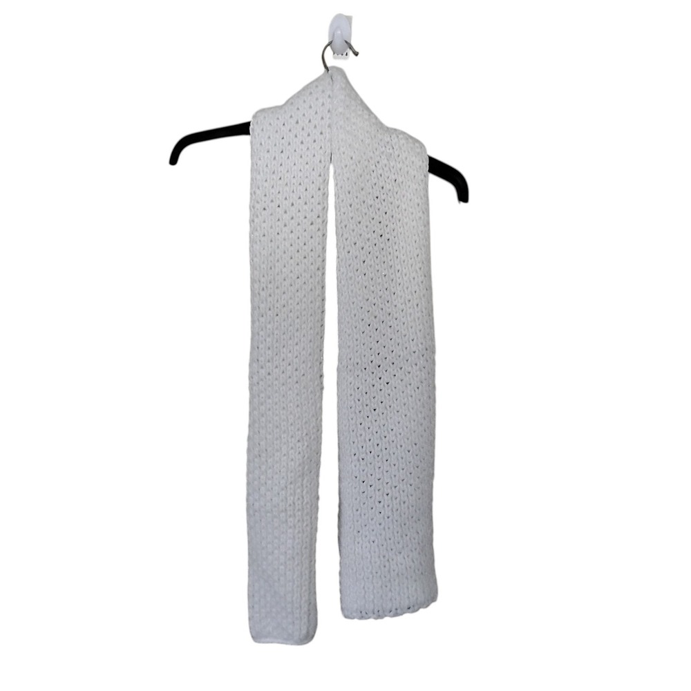 Jessica Simpson White Chunky Knit Scarf Metallic Shimmer Winter Wrap One Size